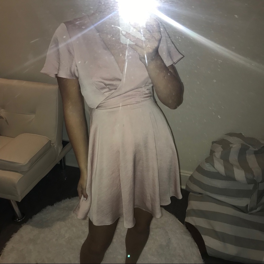 Pink silk mini skater dress